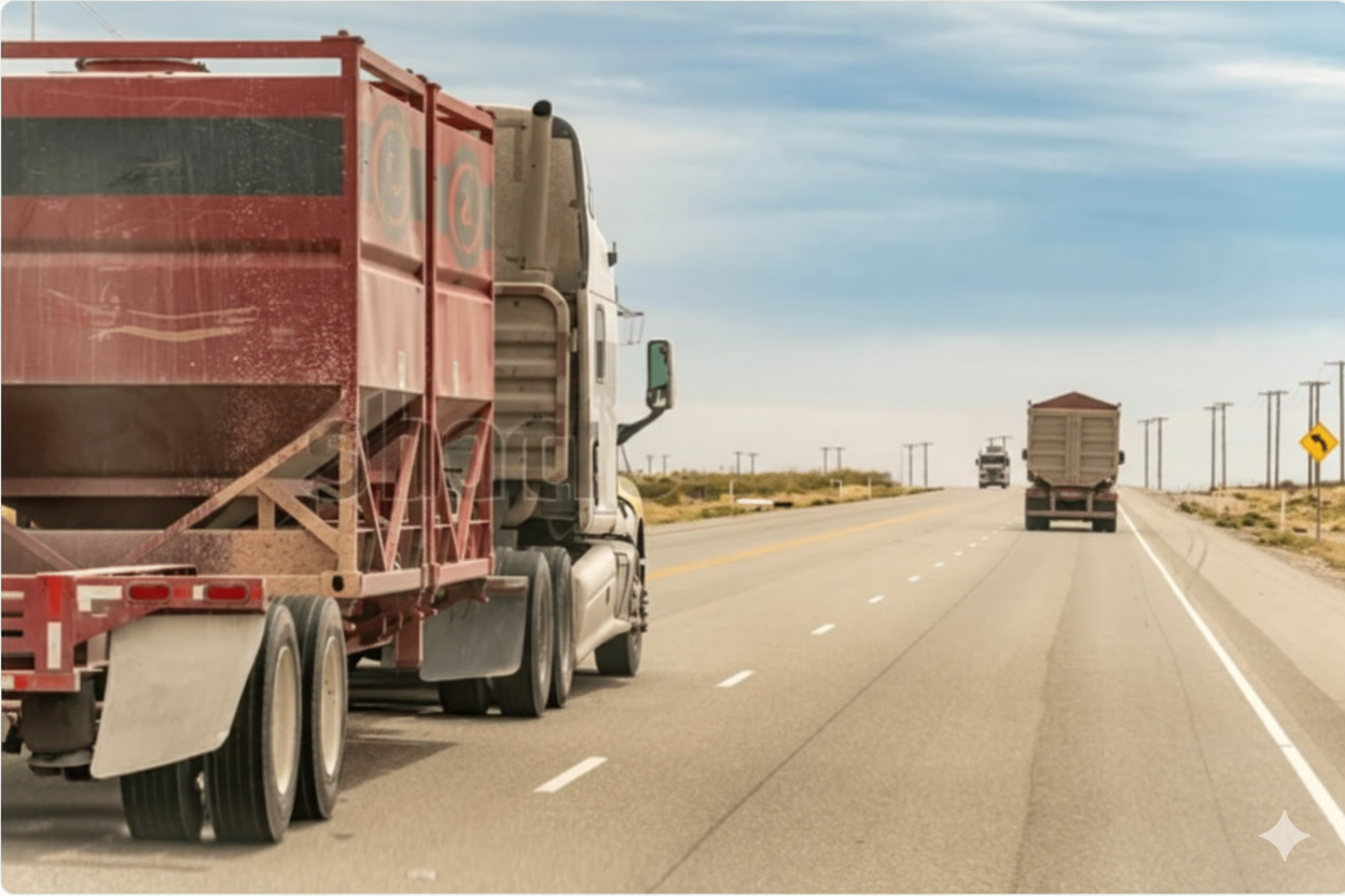 Truck passing an industrial oil refinery
